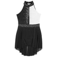 thumbnail image 4 of Alvivi Filles Enfants Justaucorps Robe de Ballet Moderne Contemporain Lyrique Latin Tenue de Danse Costume Noir&Blanc 8, 4 of 7