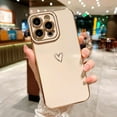thumbnail image 4 of Compatible with iPhone 14 Pro Max Case Cute, Luxury Plating Heart Phone Case, Electroplated Edge Bumper Case for Women Girls Soft TPU Shockproof Camera Protective Back Cover - White, 4 of 10
