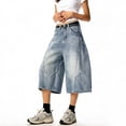 thumbnail image 4 of Womens Capris Casual Cargo Capri Pants Relaxed Fit Straight Leg Trousers Lightweight Summer Streetwear Solid Blue L, 4 of 5