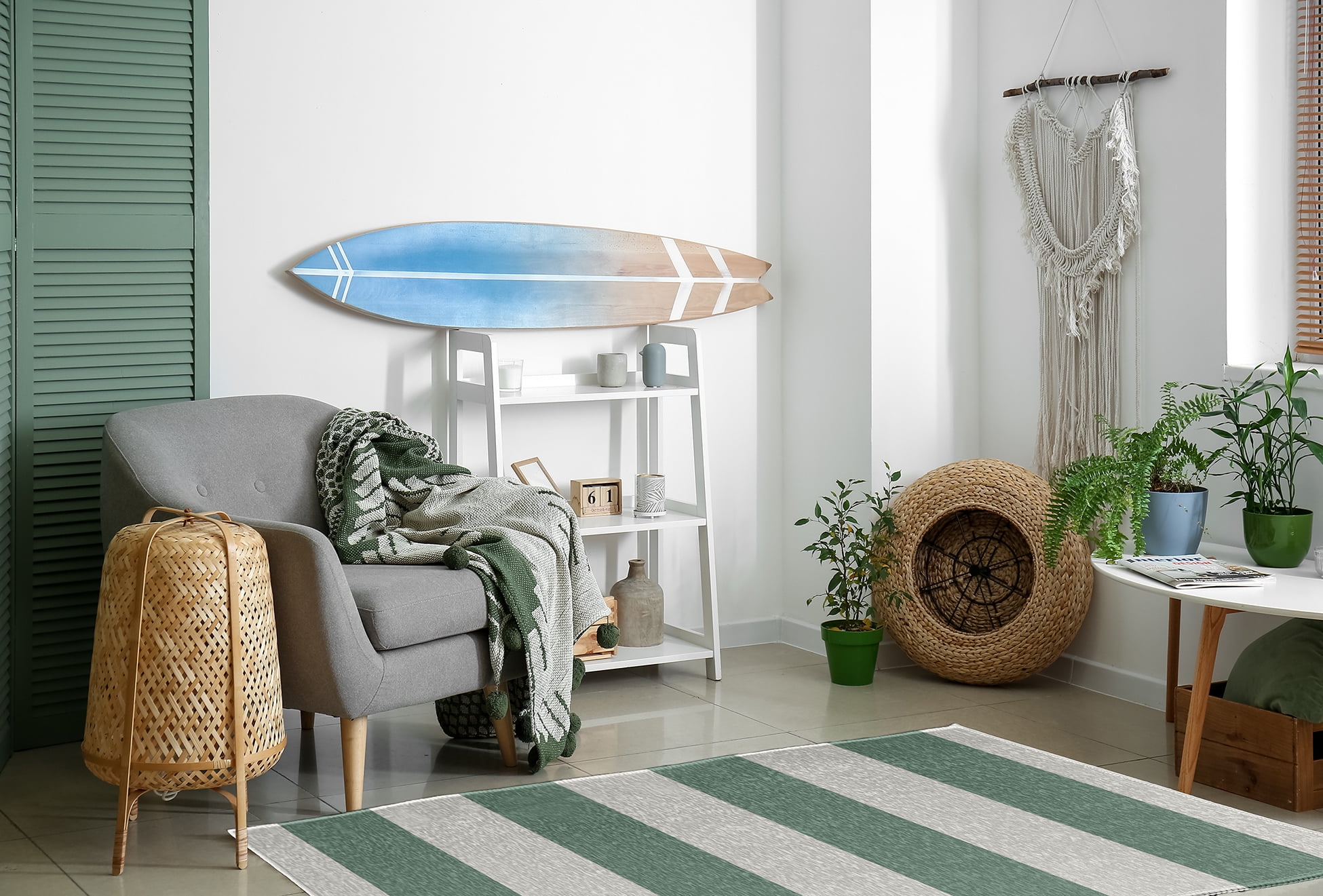 Simply Daisy 4' x 6' Graduated Stripe Chenille Rug, Sage
