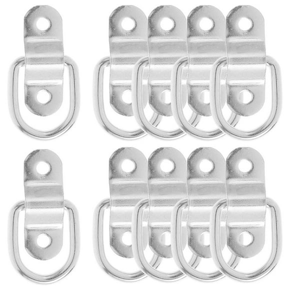 10Pcs D Ring Tie Down Anchor 1/4‘‘ Steel D-Rings Trailer Tie Down Ring  Trailer Anchor Ring for Truck Kayak ATVs Camper Boat Trailer Silver