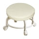 thumbnail image 1 of Silla con polea con asiento de cuero PU impermeable, taburete con ruedas, cojín cómodo, marrón claro, 1 of 9