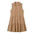 thumbnail image 4 of Horkkom Mini Dresses for Women Summer V Neck Solid Color Sleeveless Dress Beach Vacation Sundresses, S-2XL, 4 of 5