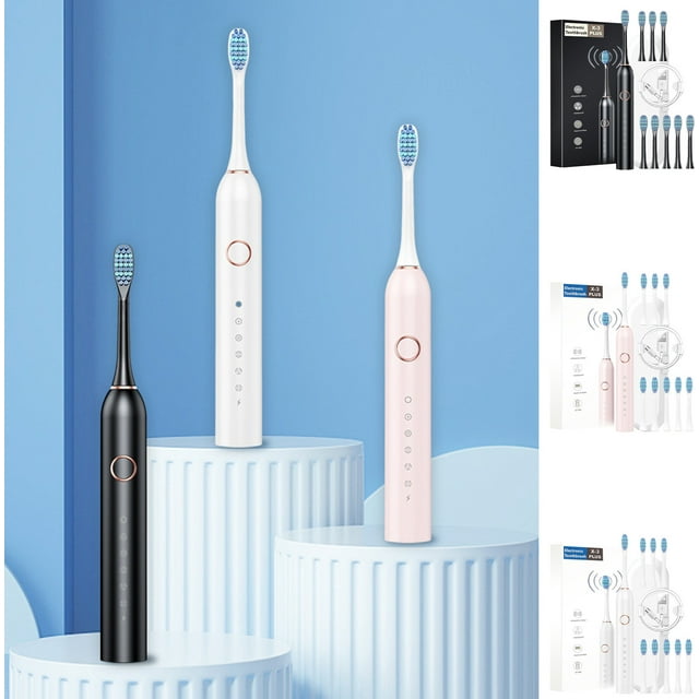 Fiudx Cepillo de Dientes Eléctrico, 8 Cabezales, 6 Modos de Limpieza, Potencia de Limpieza Profunda, Carga Más Rápida, Resistencia Al Agua Ipx7, 60 Días de Uso, Ideal para Viajes, Disponible En Blanc