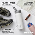 thumbnail image 4 of SURFVEN 40 oz Vacuum Insulated Stainless Steel Water Bottle with 3-in-1 Lid, White, 4 of 8