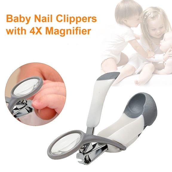 Yajisi Baby Nail Clippers with 4X Magnifier Safety First for Newborns Infants Toddlers and Kids Ergonomic Stainless Steel Trimmer White and Grey