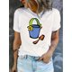 thumbnail image 1 of Playera estampada para mujer, divertida e inspiradora, novedosa, informal, de manga cortaWomen's Casual Floral Print Bucket T-Shirt - White Crew Neck Short Sleeve, Lightweight & Comfortable Summer T, 1 of 6