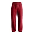 thumbnail image 5 of Dwellite Womens Sweatpants Petite Fleece Lounge Elastic Waisted Pants Tapered Lightweight Trousers with Pockets for Fall Winter Wine L, 5 of 9