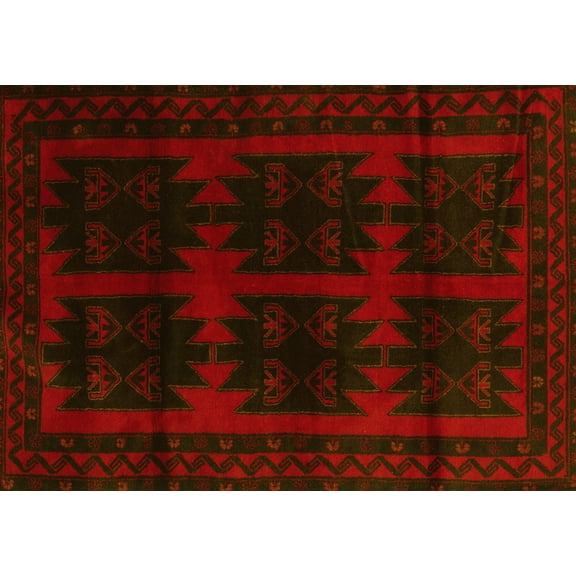 Ahgly Company Machine Washable Indoor Rectangle Persian Yellow Traditional Area Rugs, 5' x 7'