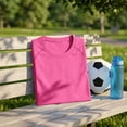 thumbnail image 4 of XIMIN Boys Raglan Short Sleeve Shirt - Athletic Fit Crewneck Kids Tee T-Shirt for Sports Training Everyday Casual Wear (Pink, 5-6 Years), 4 of 8