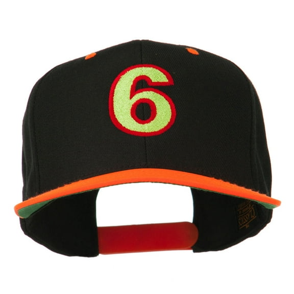 Arial Number 6 Embroidered Classic Two Tone Cap - Neon Orange OSFM