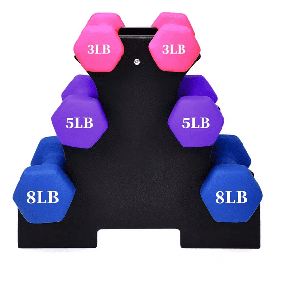Set Pesas Mancuernas 32lb Vinil Con Rack Soporte