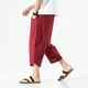 thumbnail image 2 of Pantalones Harlan de lino para hombre: pantalones cortos de playa informales con cintura elástica y pierna ancha, 2 of 8