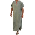thumbnail image 1 of Deep V-neck Men Robe Short Loose Robe Traditional Clothing, 1 of 5