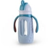 drinkadeux Sip Jr. 6 oz. Glass Bottle w/Silicone Sleeve, Straw & Handles, Blue