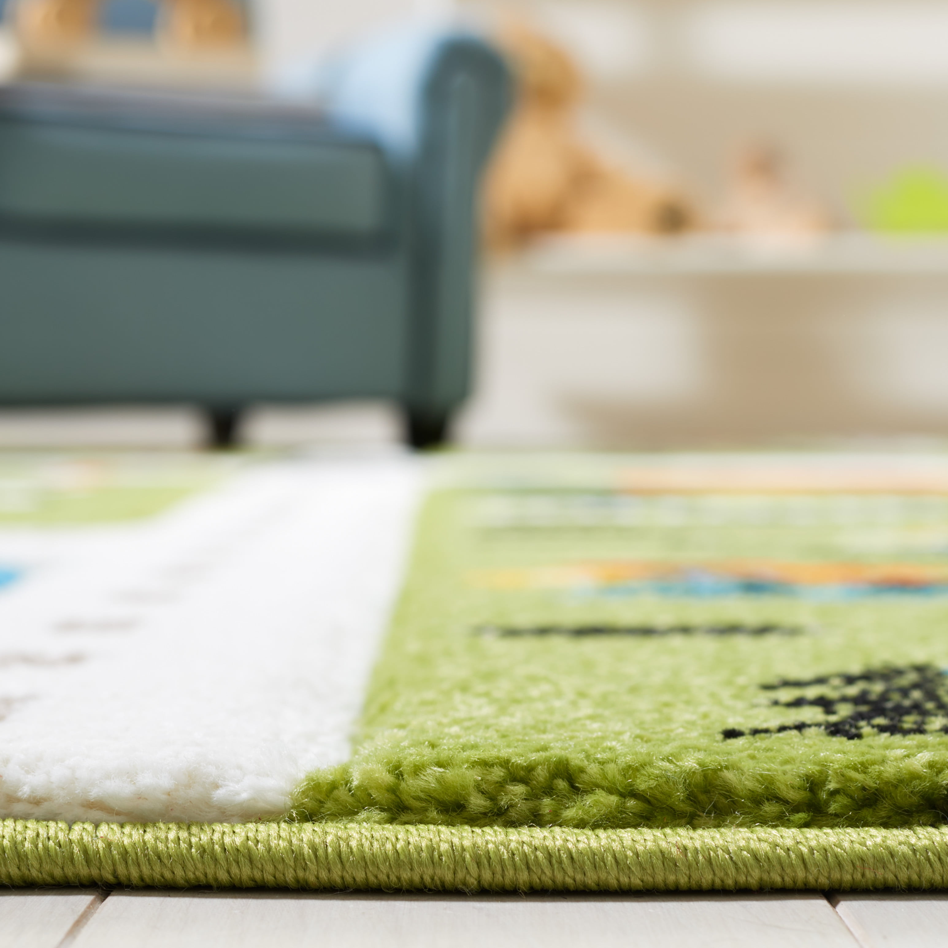 SAFAVIEH Carousel Kids Railroad Town Area Rug, Green/Beige, 9' x 12'