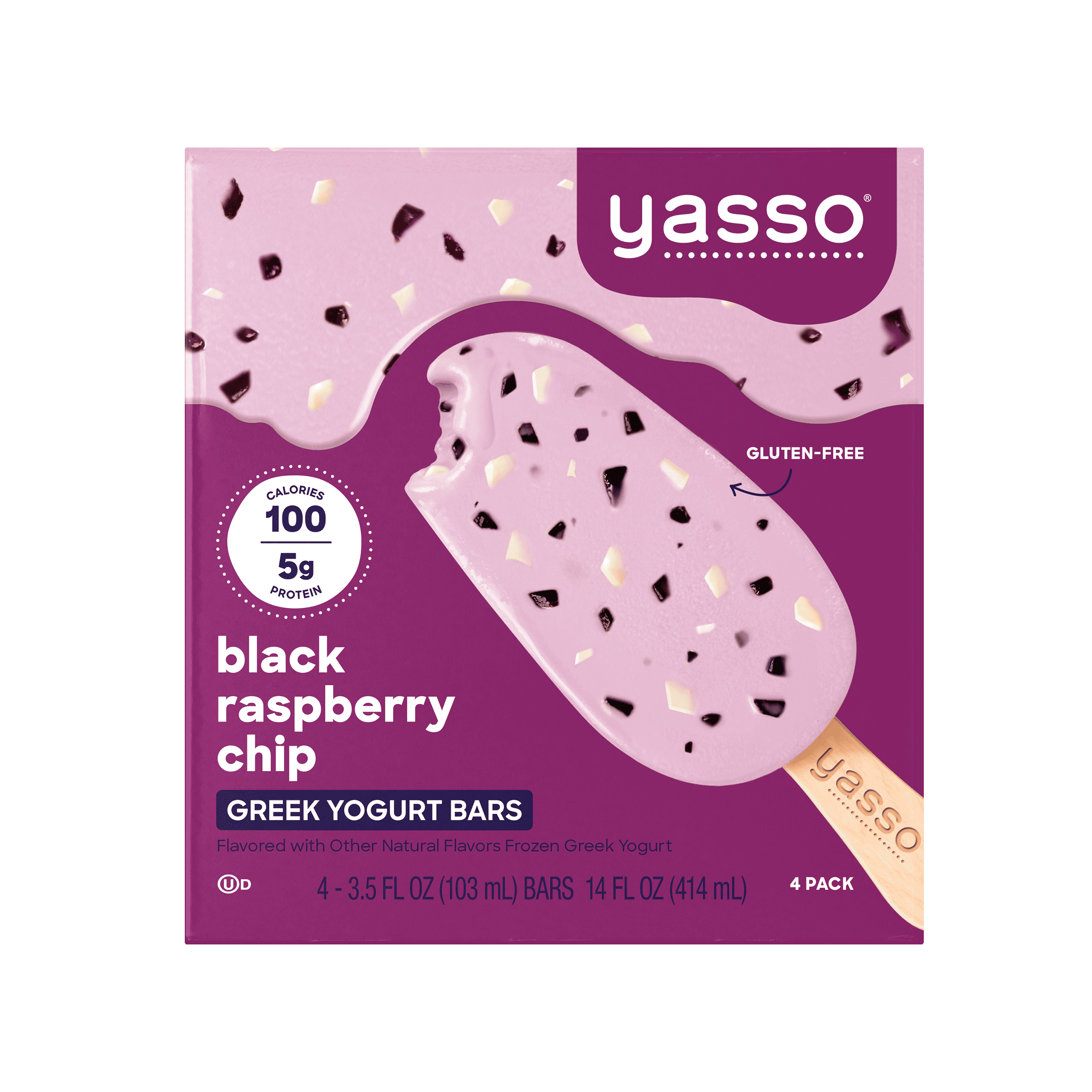 Yasso Frozen Greek Yogurt, Black Raspberry Chip Bars, 4 Count Walmart