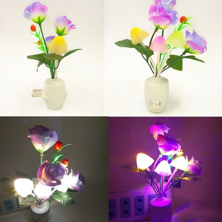 

SHENGXINY Home & Kitchen Supplies Clearance 1Pcs Romantic Colorful Led Night Light Sensor Pomegranate Potted Light For Home Bedroom Plug-In Wall Lighting Decoration