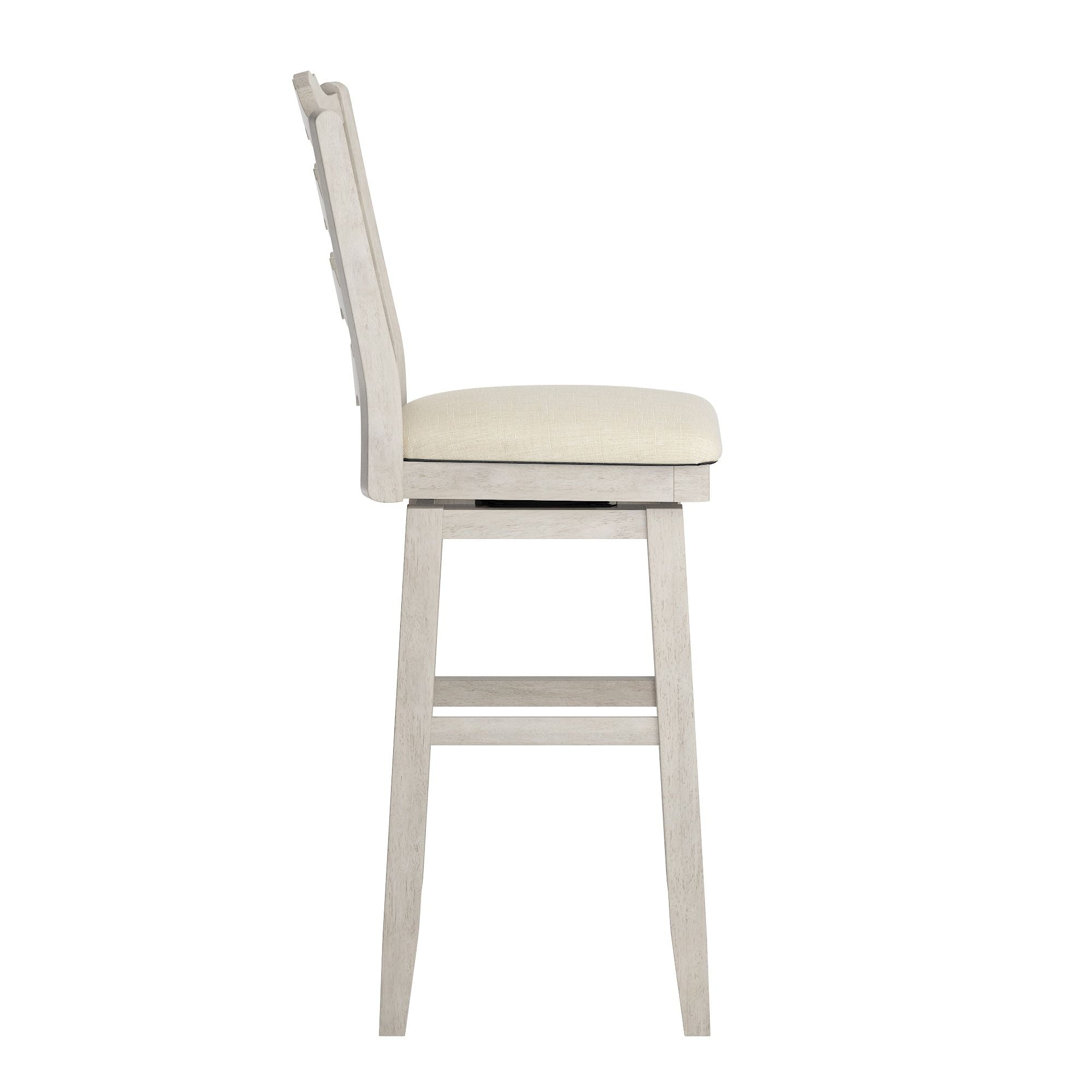 Weston Home Sheena French Ladder Back Bar Height Swivel Stool, Antique White