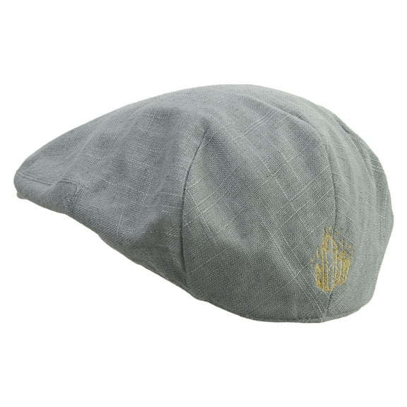 Magical Crystal Embroidered Men's Linen Summer Ivy Cap - Slate 2XL-3XL