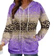 thumbnail image 4 of POTETI Women's Casual Hoodies Long Sleeve Zipper Pullover Tops Waffle Knit Leopard Sweatshirts, 4 of 7