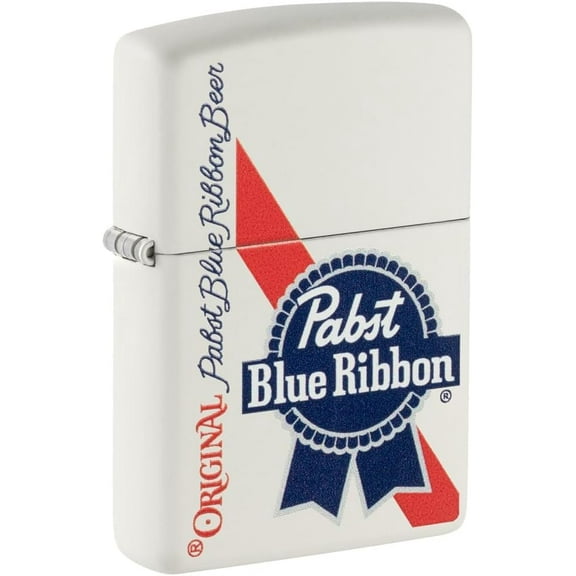 Zippo Lighter Personalized Customize Message Engrave on Backside for Pabst Blue Ribbon Windproof Lighter White Matte 48746