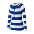 thumbnail image 4 of Douhoow Women Striped Knitted Pullover Long Sleeve Slim Tops Casual Contrast Color Tops, 4 of 9