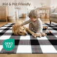 thumbnail image 4 of ODIKA 3'x5' Washable Accent Rug Under Doormat Plaid Checkerboard Farmhouse Striped Border Layering for Bedside, Nursery Room, Pet Friendly & Non-Shedding, 4 of 7