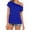 *Blue, variant on ClodeEU Women's Asymmetrical One Shoulder Short Sleeve T-Shirt,Solid Color Casual Summer Loose Top Black,Women's Plus L