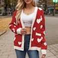 thumbnail image 2 of Womens Sweater Heart Print Long Sleeve V Neck Button Down Knitted Cardigan With Pocket Trendy Clothes 2025, 2 of 6