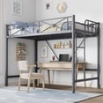 thumbnail image 1 of Kojooin Metal Loft Bed Twin Size, Heavy Duty Industrial Loft Bed with Safety Guard Rails, 1 of 6