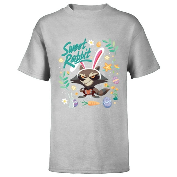 Marvel Guardians of the Galaxy Rocket Sweet Rabbit Easter - Short Sleeve T-Shirt for Kids - Customized-Athletic Heather