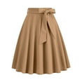 thumbnail image 3 of YUEJUIR Midi Skirt Ladies Solid Color Bow Belt Retro Pocket A Line Skirt Plus Size Skirts Mini Skirts for Women Women Skirts (Khaki,L), 3 of 5