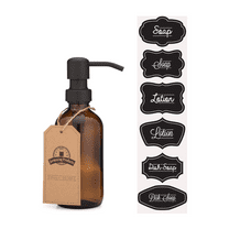 Small Amber Glass Jar Soap and Lotion Dispenser with Matte Black Pump - 8 oz - by Jarmazing Products