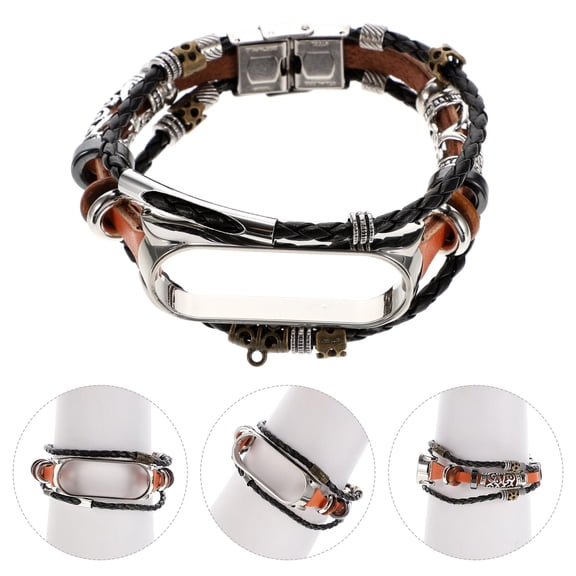 Healifty Vintage Metal Wristband Beaded Design for Smart Bands Replacement DIY Strap