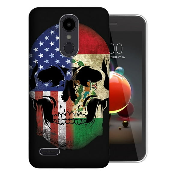 MUNDAZE LG Aristo 3 / 2 / Tribute Dynasty / Zone 4 US Mexico Flag Skull Design TPU Gel Phone Case Cover
