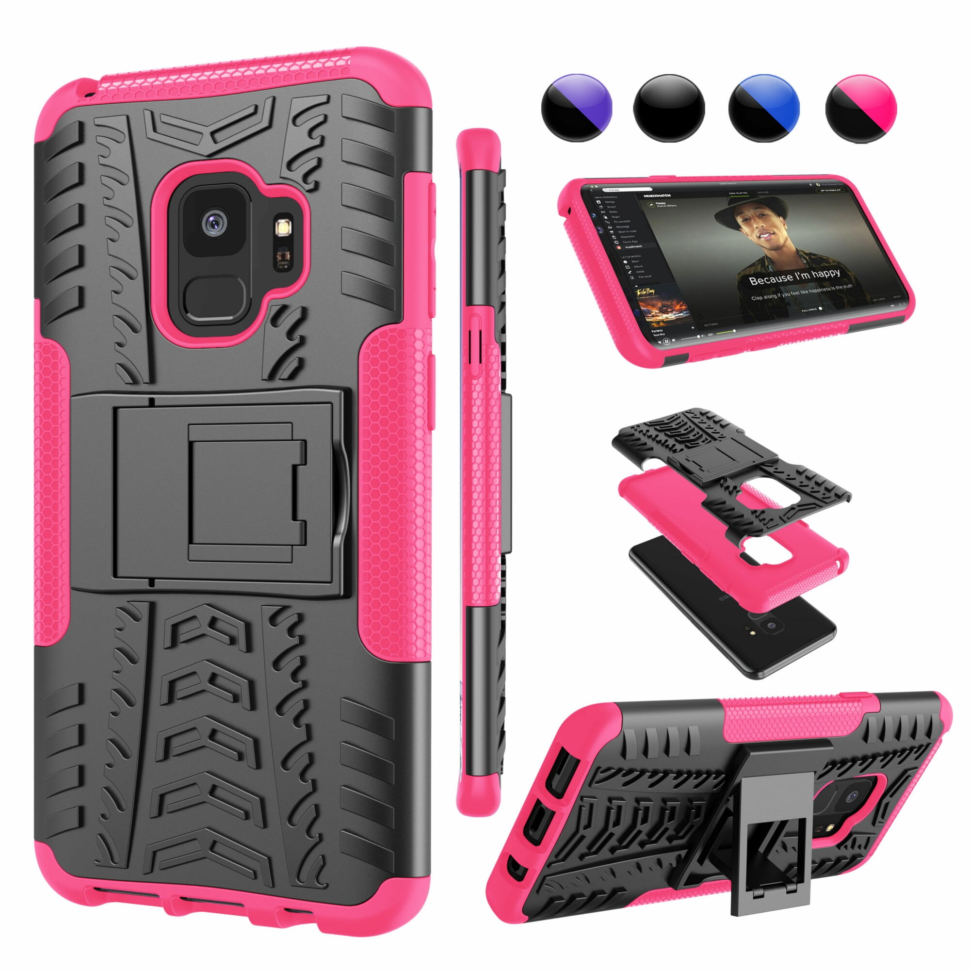 Samsung S9 Galaxy S9 Case with Stand, S9 Cover, SM-G960 Cover, Njjex Hybrid [Kickstand][Non-slip] Full-body Rugged ShockProof Protection Case For Samsung -Hot Pink - Walmart.com