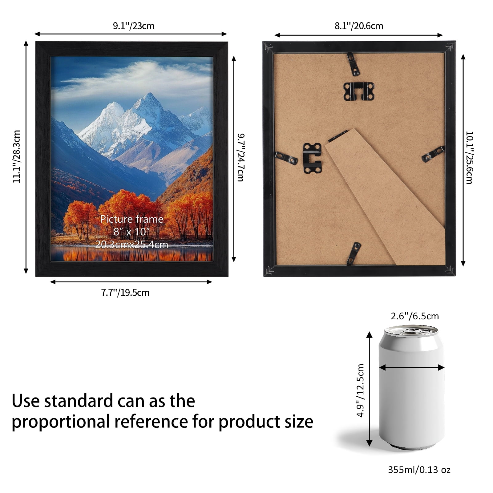 12-Pack 8x10 Black Photo Frames Bulk for Wall or Tabletop Decoration