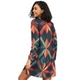 thumbnail image 2 of FORMRS Womens Long Sleeve Nightgowns Crew Neck Sleep Shirt Soft Pajamas Sizes S-3XL, Red Abstract, 2 of 8