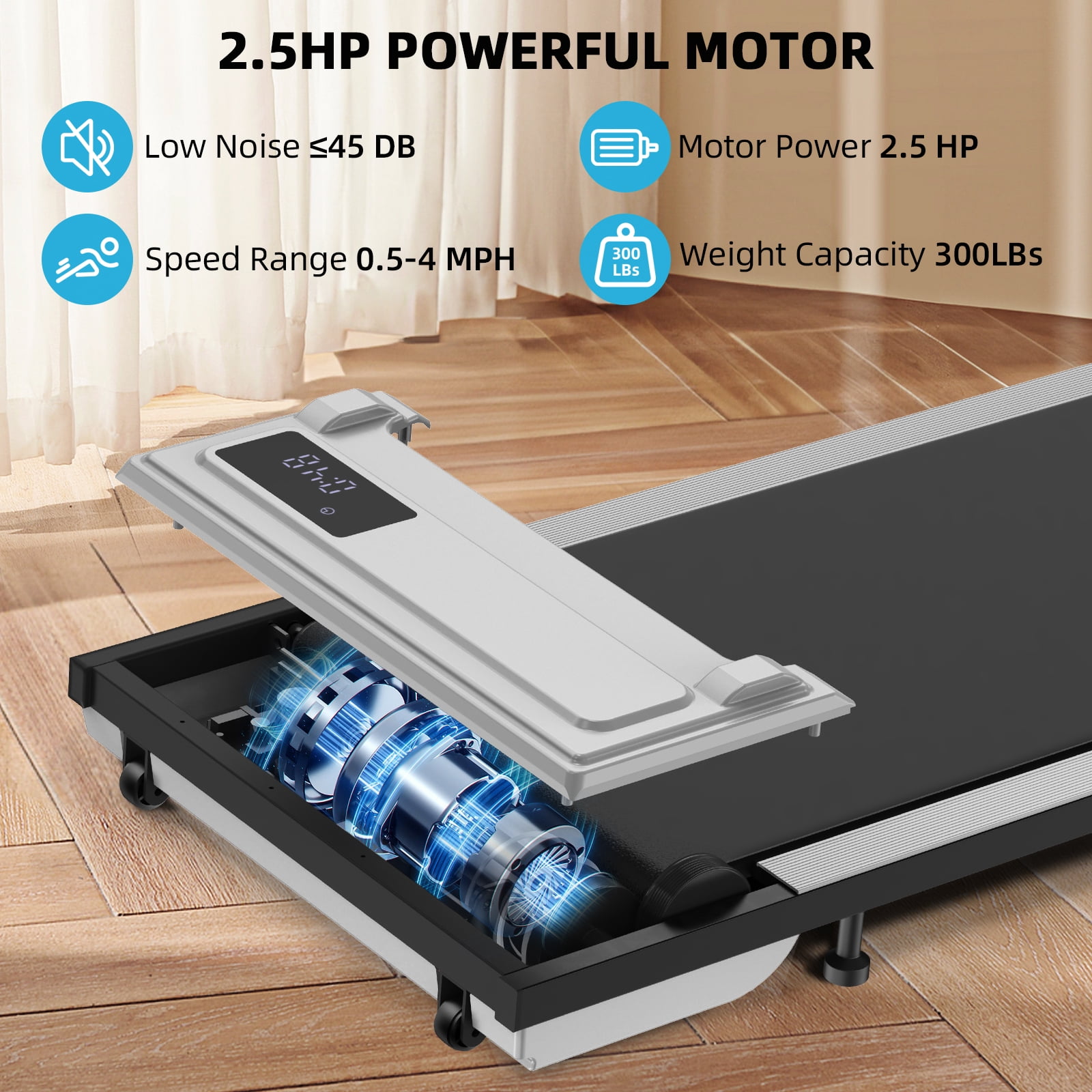 ANCHEER Walking Pad, 2 in 1 Under Desk Treadmill with Remote Control、LED Display, 300 lbs Portable Treadmill for Home/Office (Gray)