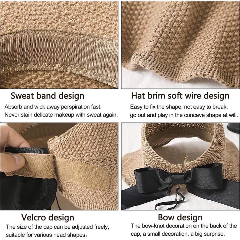 Straw Sun Visor for Women, Wide Brim UPF 50+ Protection  display picture 3