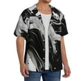 thumbnail image 2 of Fotbe Fluid Black White Paint Swirls Camisa Estampada de Manga Corta para Hombre, Casual de Verano, Estilo Playero, Sin Arrugas-3X-Large, 2 of 5