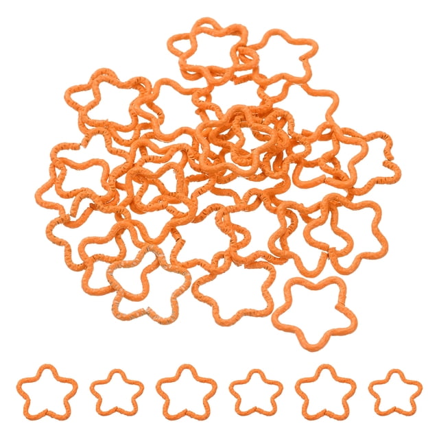 Unique Bargains Open Jump Rings 50Pack 16mm Star Connectors for Jewelry Making, Orange