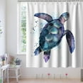 thumbnail image 3 of Funny Sea Turtle Shower Curtains Ocean Animal Cartoon Kids Theme Cloth Fabric Bathroom Decor Sets with Hooks Waterproof Washable 72W x 80H inches Teal Purple, 3 of 6