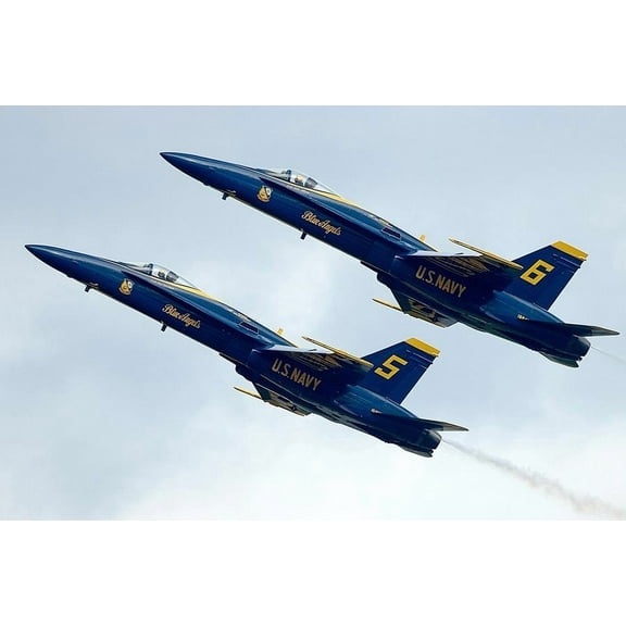 Blue Angels Jets No. 5 and No. 6 in Flight - 12x18 Inch Laminated Aviation Poster - Stunning Detail and Bold Colors
