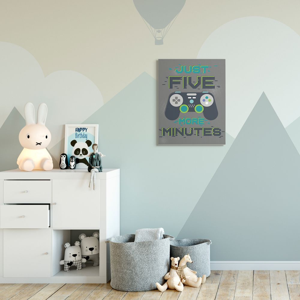 Stupell Industries Just Five More Minutes Kid's Video Game Phrase Designed by Angela Nickeas