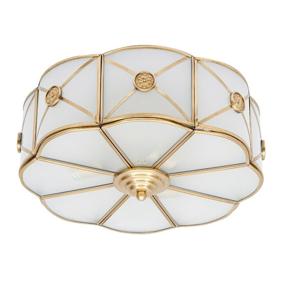 Miumaeov E27 Modern Creative Glass Ceiling Lamp with 3-Lights LED Flush Mount Copper Corridor Light Bedroom Decoration Light Flowers Shape Art Light