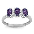 thumbnail image 2 of Star K� Simulated Alexandrite 3 Three Oval Stones Promise Ring Wedding Band, 2 of 9
