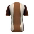 thumbnail image 3 of Nnhblu Men Cotton Short Sleeve Turndown collar Stripe Casual Shirts Brown M, 3 of 4