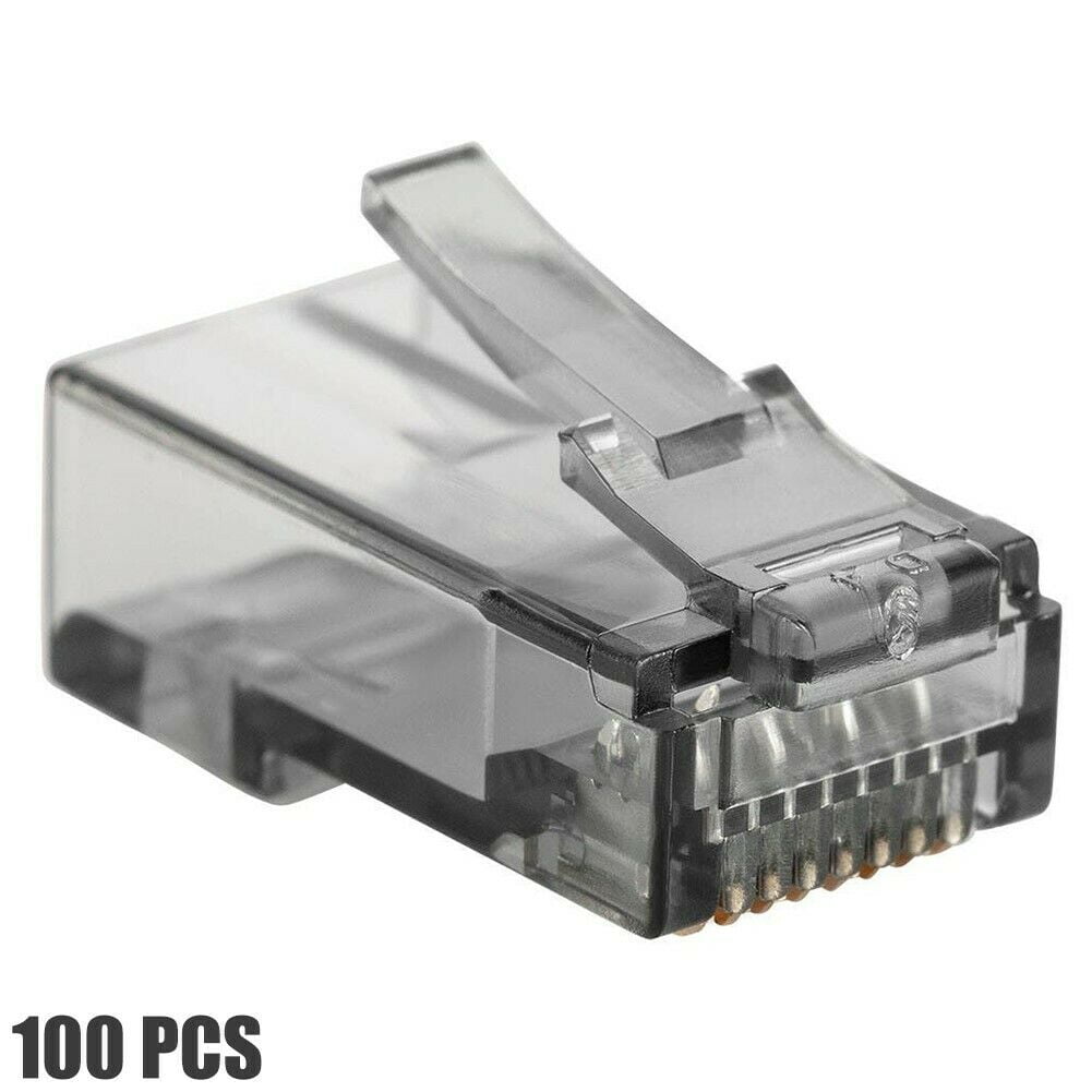 100 Pcs Cat6 RJ45 Network CrimpOn Connector Plug End Solid